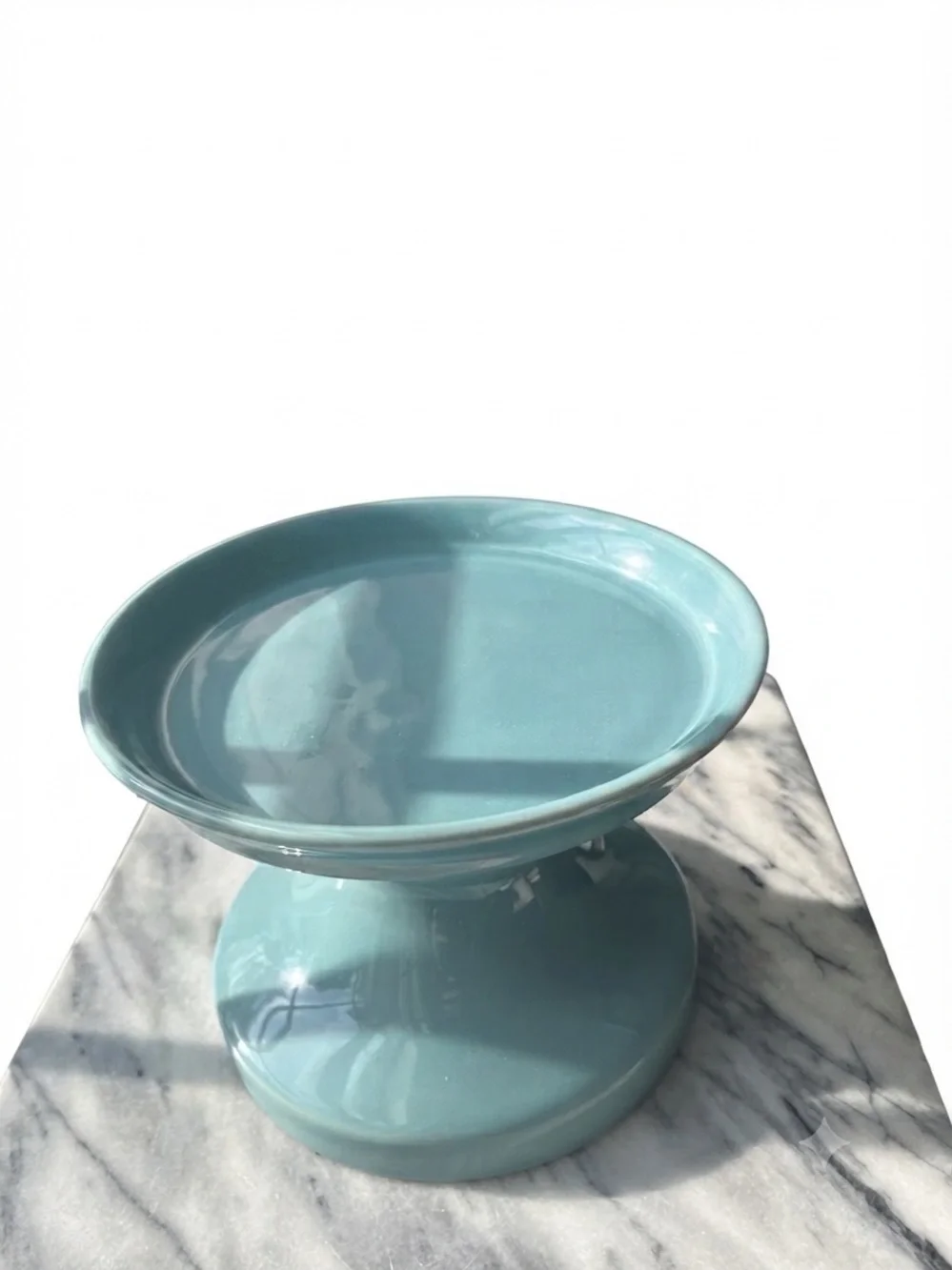 Pottery Barn Teal Ceramic ,Pedestal, Riser, Stand 7.5